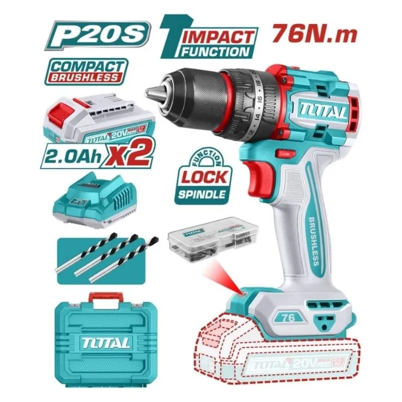 Máy khoan búa dùng pin 20V Total TIDLI20768