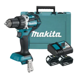 Máy khoan pin cầm tay Makita DDF484RFE Tích hợp 2 pin dung lượng cao 3.0AH và bộ sạc nhanh giúp sạc đầy nhanh chóng và sử dụng lâu dài