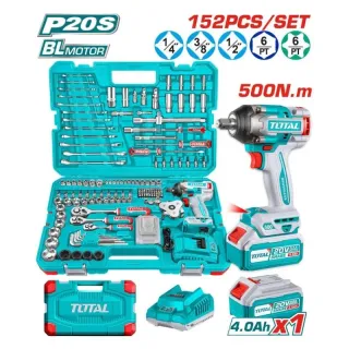 Bộ 152 món bao gồm máy siết bulong IWLI2050 dùng pin 20V Total THKTHP31522