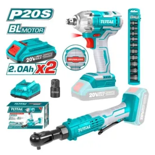 Bộ combo máy siết buloong TIWLI2038 & TDRLI206015 dùng pin 20V Total TOSLI23043