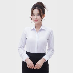 Đồng Phục Sơ Mi Văn Phòng Sọc Ngang Chìm Màu Trắng |VP-17