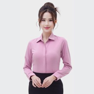 Đồng Phục Sơ Mi Văn Phòng Sọc Ngang Chìm Màu Hồng | VP-19