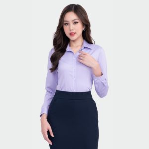 Đồng Phục Sơ Mi Văn Phòng Form Ôm Màu Tím Nhạt Lavender | VP-25