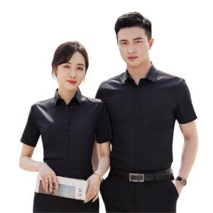 Đồng Phục Sơ Mi Văn Phòng Màu Đen | VP-03 – May áo sơ mi đồng phục vải Kate cao cấp, in/thêu logo, giá xưởng TP.HCM
