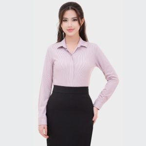 Đồng Phục Sơ Mi Văn Phòng Kẻ Sọc Màu Hồng |VP-21