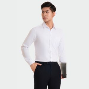 Đồng Phục Sơ Mi Văn Phòng Kẻ Nhuyễn Màu Trắng | VP-14
