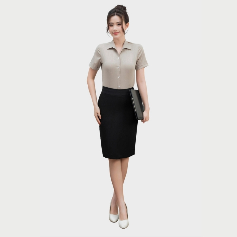 Đồng Phục Sơ Mi Văn Phòng Màu Nâu Trà Sữa | VP-09