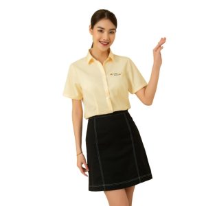 Đồng Phục Sơ Mi Văn Phòng Tay Ngắn Màu Vàng | VP-04 – May áo sơ mi đồng phục vải Kate cao cấp, in/thêu logo, giá xưởng TP.HCM