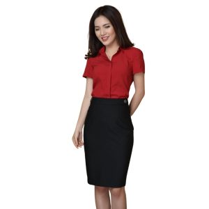 Đồng Phục Sơ Mi Văn Phòng Màu Đỏ Đô  | VP-05 – May áo sơ mi đồng phục vải Kate cao cấp, in/thêu logo, giá xưởng TP.HCM
