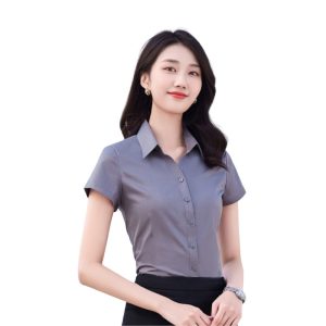 Đồng Phục Sơ Mi Văn Phòng Tay Ngắn Màu Xám | VP-01 – May áo sơ mi đồng phục vải Kate cao cấp, in/thêu logo, giá xưởng TP.HCM