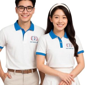 Áo Thun Đồng Phục Màu Trắng Phối Cổ Xanh Nước Biển – TCS30