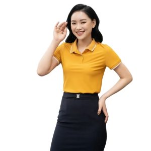 Áo Thun Đồng Phục Văn Phòng Màu Vàng Sọc Trắng – TCS26