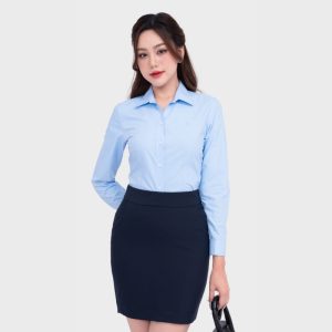 Đồng Phục Sơ Mi Văn Phòng Form Ôm Màu Xanh | VP-31