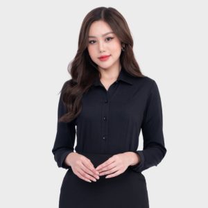 Đồng Phục Sơ Mi Văn Phòng Form Ôm Màu Đen  I VP-32