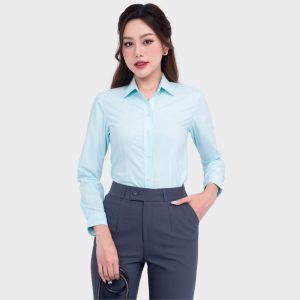 Đồng Phục Sơ Mi Văn Phòng Form Ôm Màu Xanh Thiên Thanh | VP-38