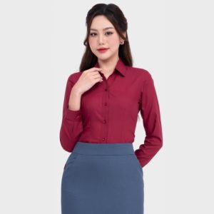 Đồng Phục Sơ Mi Văn Phòng Form Ôm Màu Đỏ | VP-33