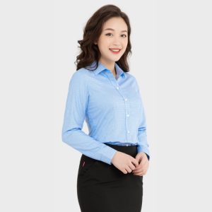 Đồng Phục Sơ Mi Văn Phòng Màu Xanh Kẻ Tăm | VP-39