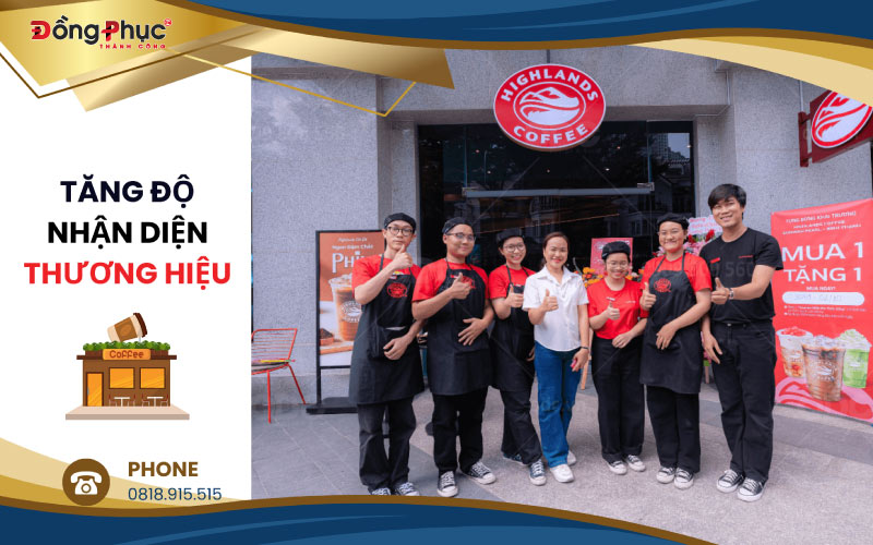 Đồng phục quán cafe giúp tăng độ nhận diện thương hiệu