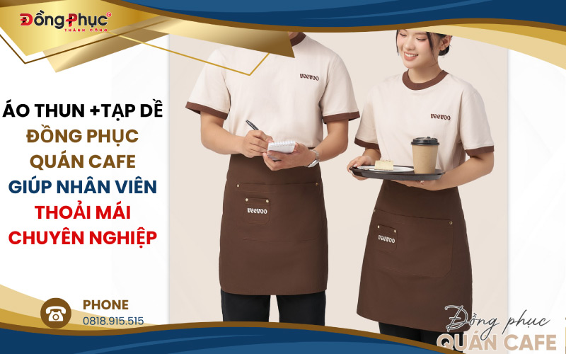 Các Loại Vải Phổ Biến Dùng Để May Đồng Phục Quán Cafe 7 Nhân viên quán cafe mặc đồng phục thoải mái, chuyên nghiệp.