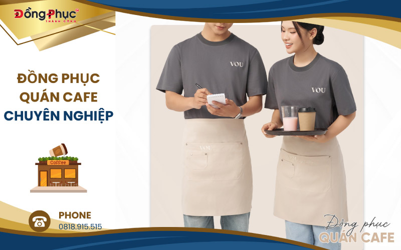 Tạp Dề Đồng Phục Có Những Kiểu Dáng Nào? Cách Chọn Mẫu Đẹp 7 Nhân viên quán cafe mặc tạp dề đồng phục chuyên nghiệp.