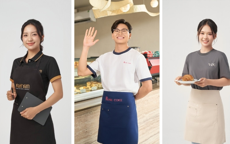 Các loại tạp dề đồng phục phổ biến.
