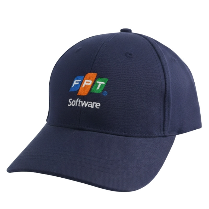 nón đồng phục thêu logo FPT - ảnh chụp bên trái