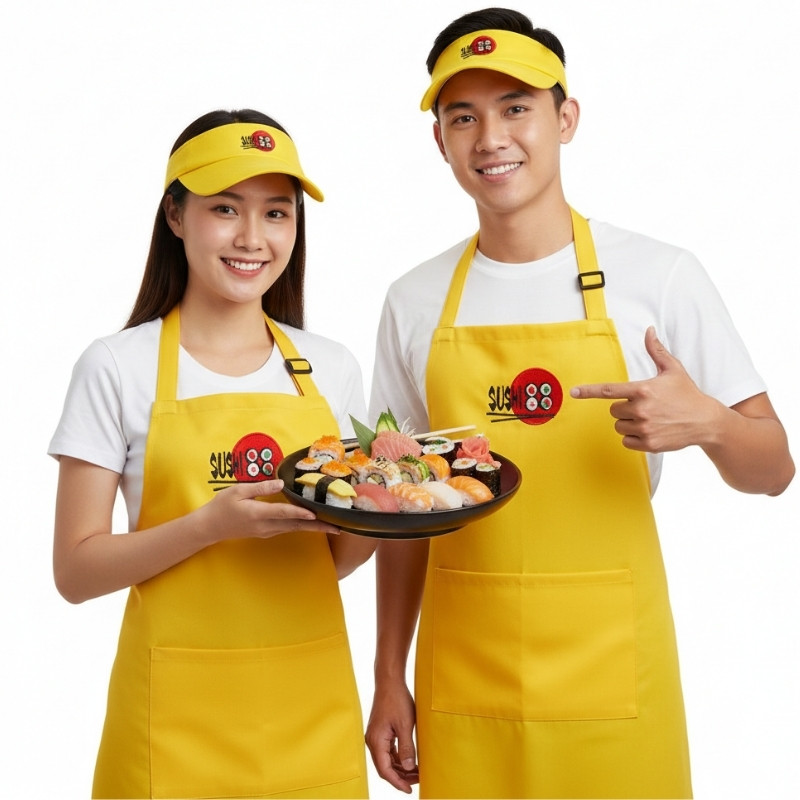 nón đồng phục thêu logo Shushi - ảnh chụp nhân viên