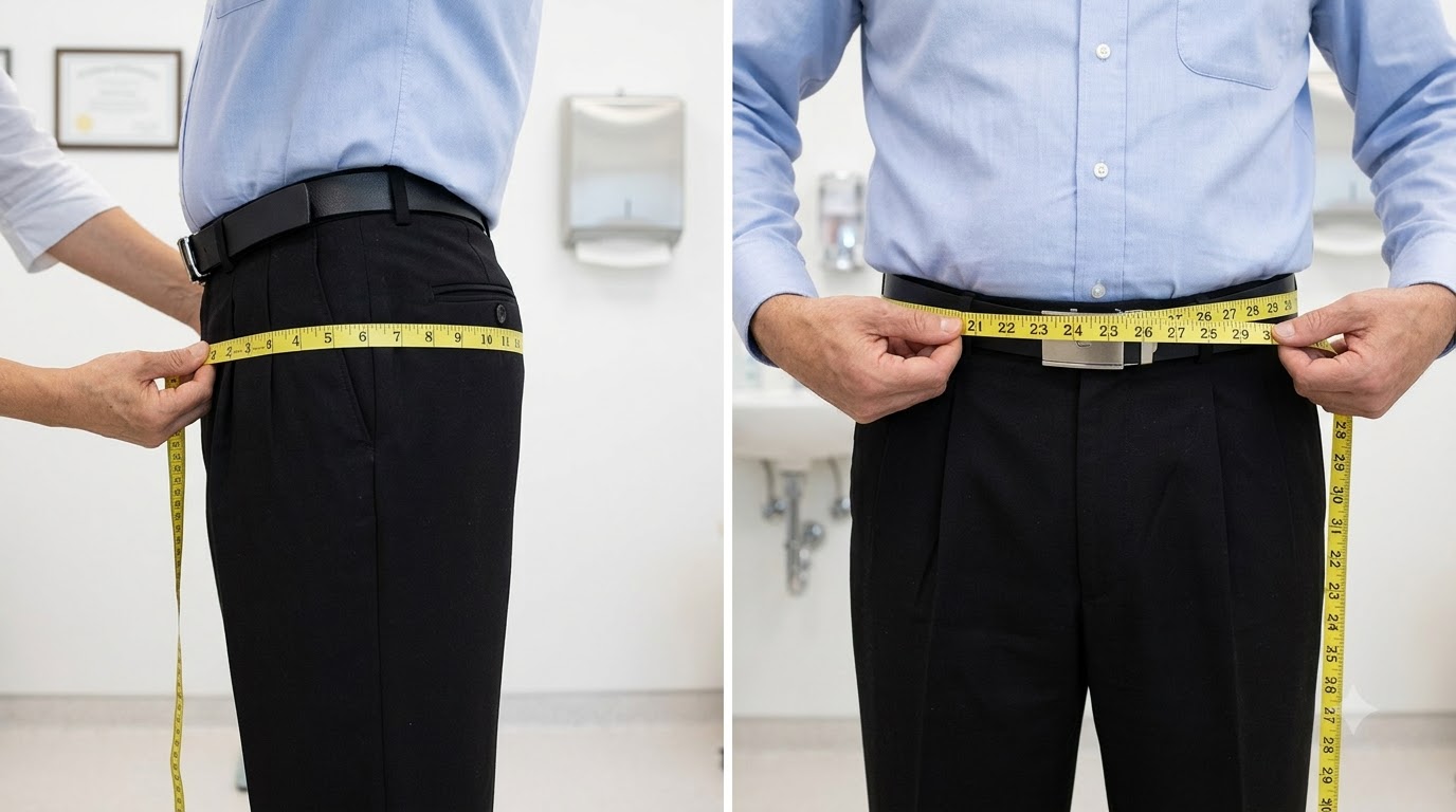 Hướng dẫn đo size áo sơ mi đồng phục chuẩn cho cả công ty 10 Person measuring waist with tape 202607311435