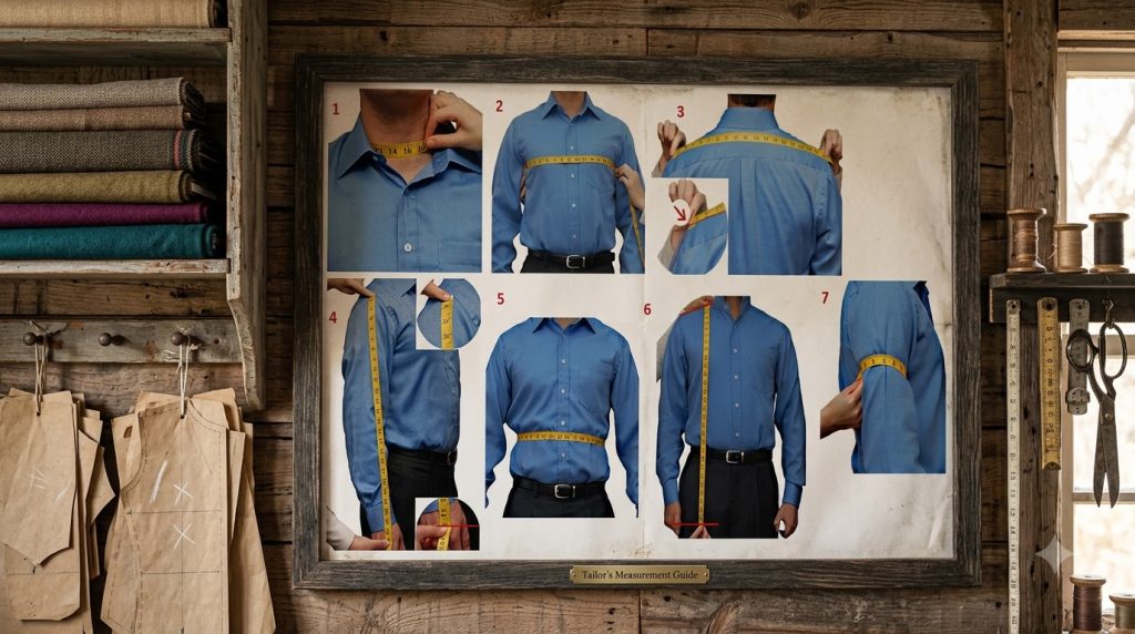 Hướng dẫn đo size áo sơ mi đồng phục chuẩn cho cả công ty 5 Shirt measurement infographic po… 202607311439