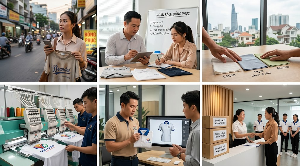 Kinh nghiệm đặt may đồng phục TPHCM: quy trình 5 bước chuẩn 7 đặt may đồng phục TPHCM