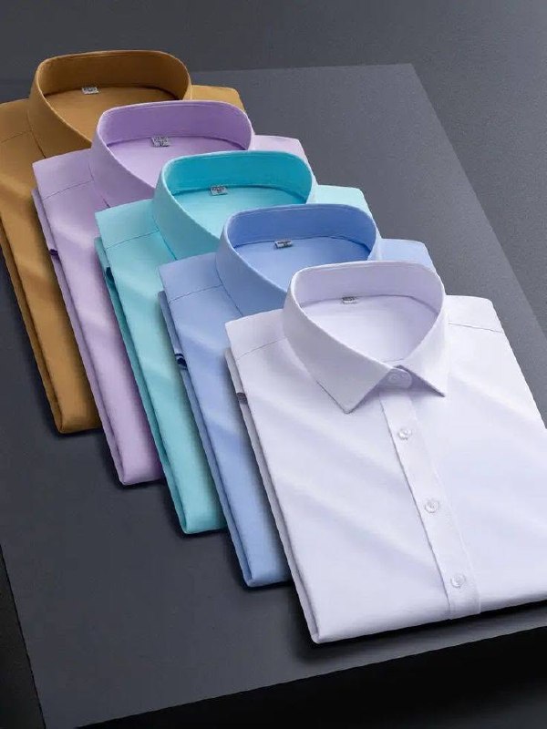 áo sơ mi đồng phục 6 màu xếp chồng — catalog màu sắc phong phú cho doanh nghiệp