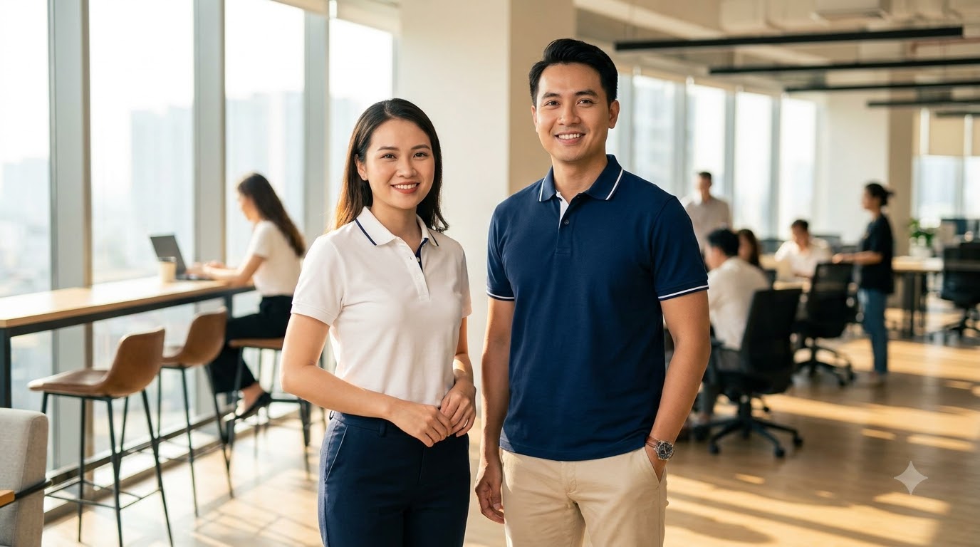 May đồng phục Long An