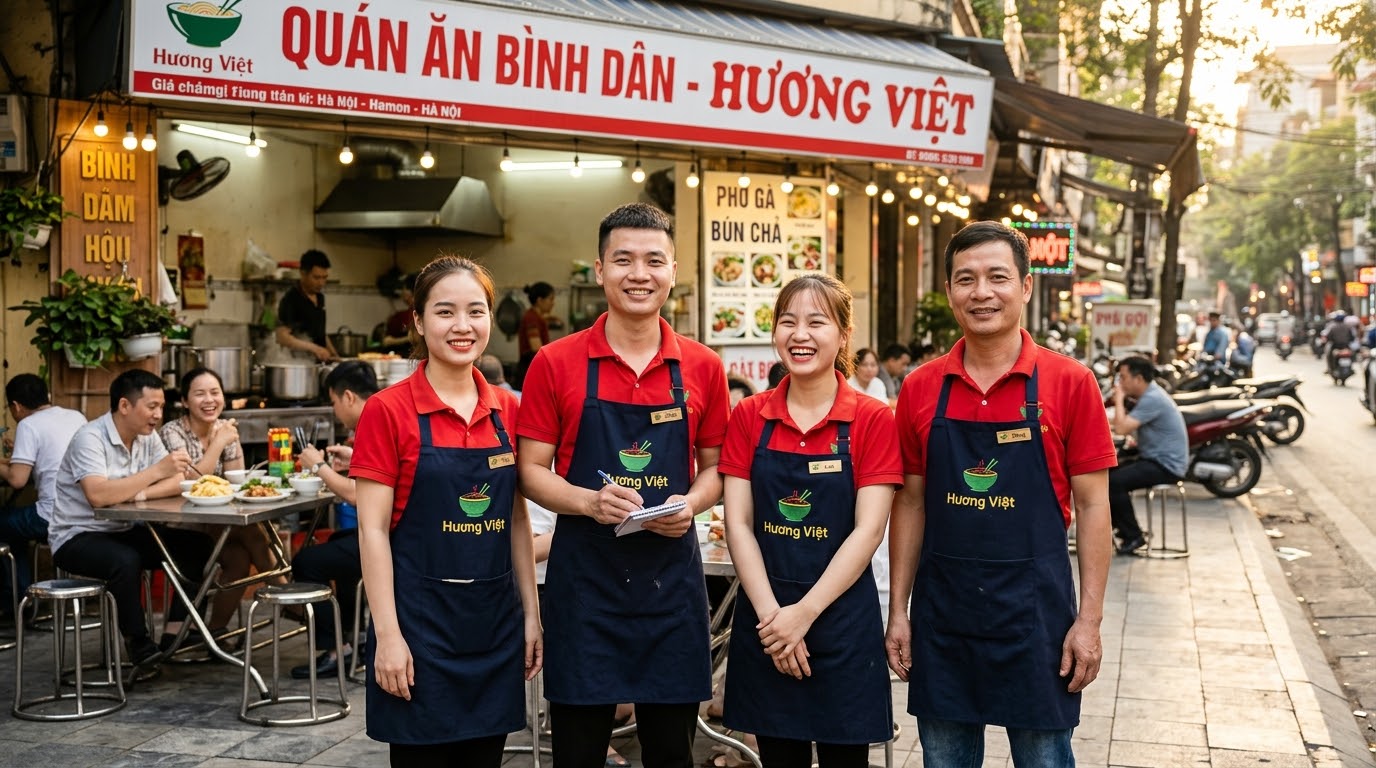 Đồng phục nhân viên quán ăn bình dân: từ tạp dề đến áo bếp, áo phục vụ 9 Đồng phục nhân viên quán ăn