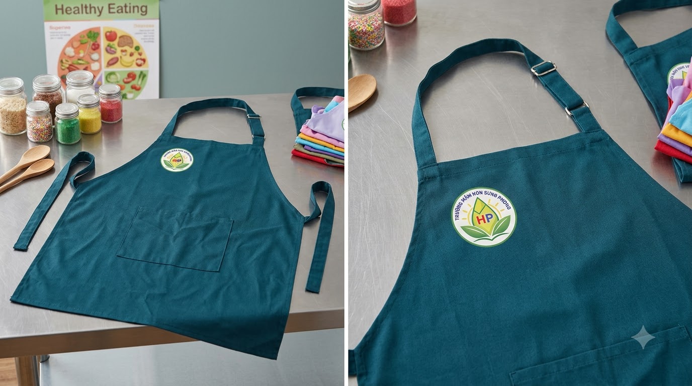 In logo tạp dề: so sánh silk-screen và thêu vi tính — nên chọn gì? 8 In logo tạp dề