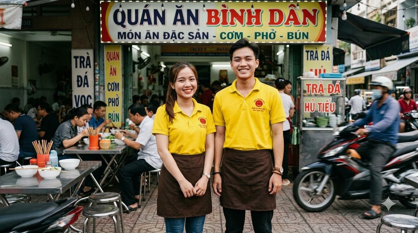 Đồng phục nhân viên quán ăn bình dân: từ tạp dề đến áo bếp, áo phục vụ 14 Đồng phục nhân viên quán ăn