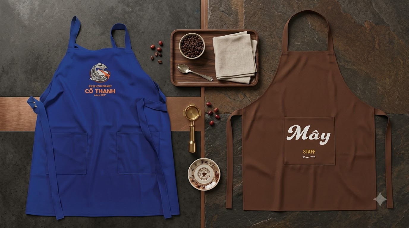 In logo tạp dề: so sánh silk-screen và thêu vi tính — nên chọn gì? 7 In logo tạp dề