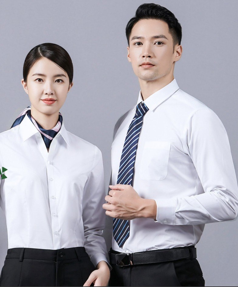 đồng phục nhà hàng sơ mi trắng lễ tân cravat chuyên nghiệp