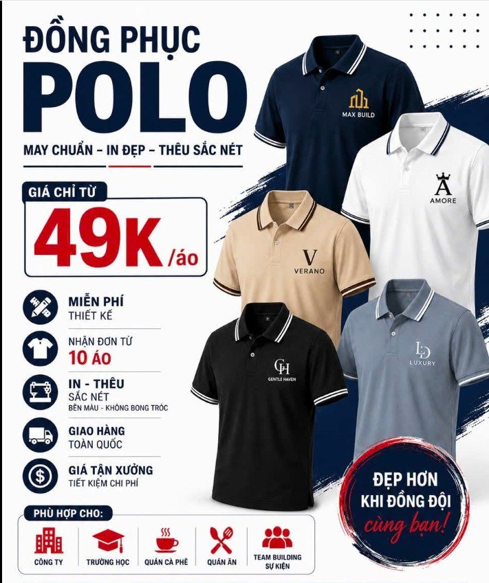 xưởng may áo thun đồng phục TPHCM Đồng Phục Thành Công hàng sẵn kho nhiều mẫu